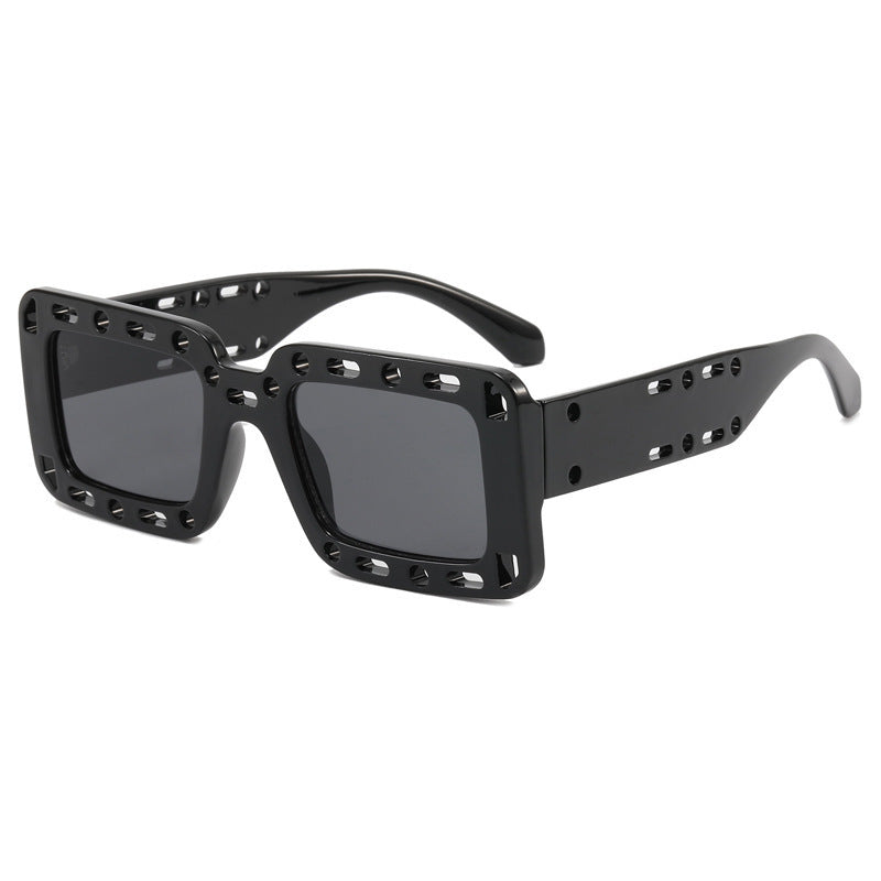 Wholesale PC Square Hollowed -out Pornography Men's and Women's Same Sunglasses